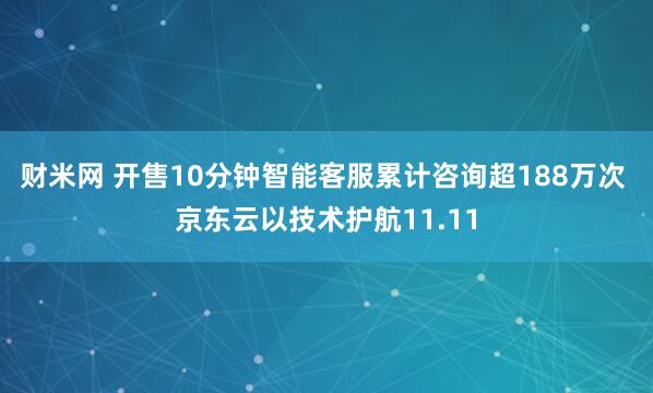 财米网 开售10分钟智能客服累计咨询超188万次 京东云以技术护航11.11